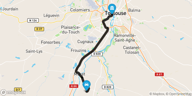 Itinéraire vers Toulouse