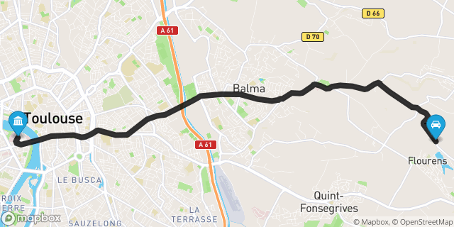 Itinéraire vers Toulouse