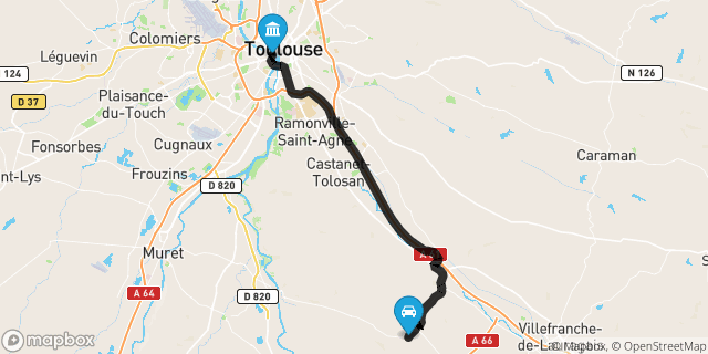 Itinéraire vers Toulouse