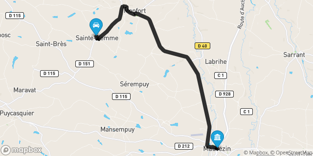 Itinéraire vers Mauvezin