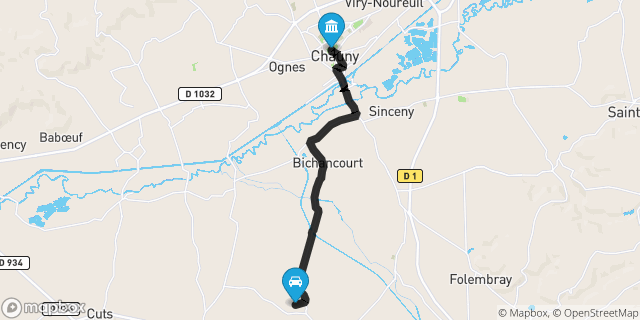 Itinéraire vers Chauny