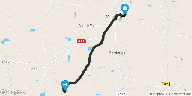 Itinéraire vers Mirande