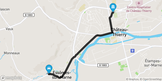 Itinéraire vers Château-Thierry