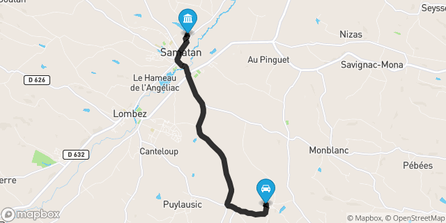 Itinéraire vers Samatan