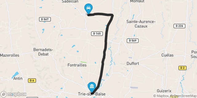 Itinéraire vers Trie-sur-Baïse
