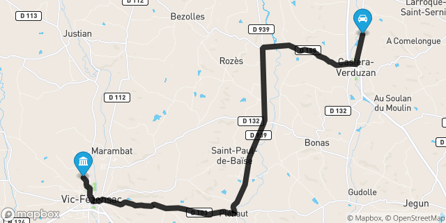 Itinéraire vers Vic-Fezensac
