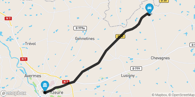 Itinéraire vers Moulins