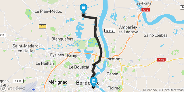 Itinéraire vers Bordeaux