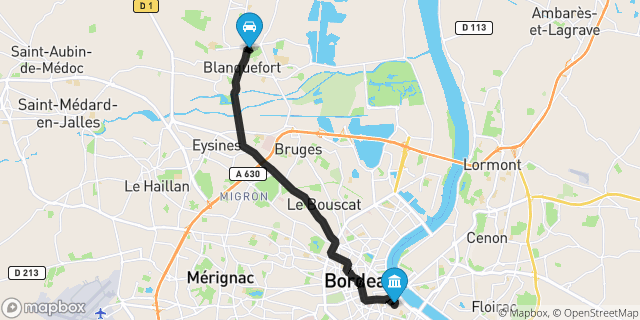 Itinéraire vers Bordeaux