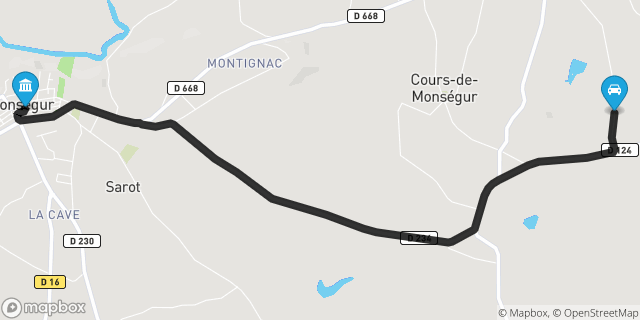 Itinéraire vers Monségur