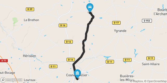 Itinéraire vers Cosne-d'Allier