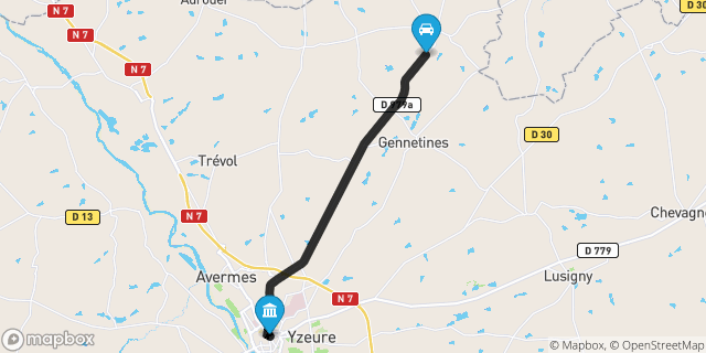Itinéraire vers Moulins