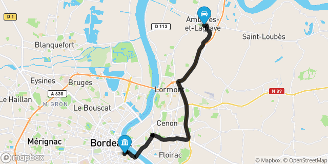 Itinéraire vers Bordeaux