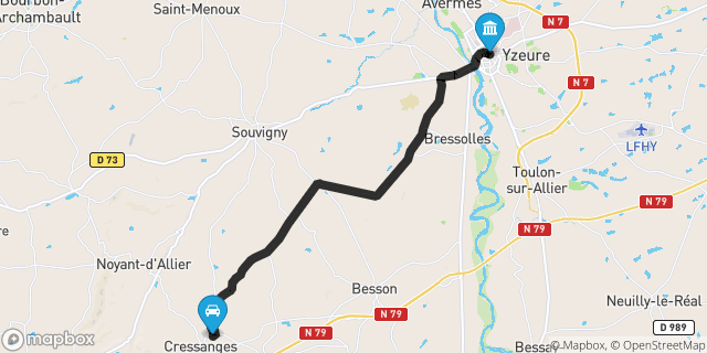 Itinéraire vers Moulins