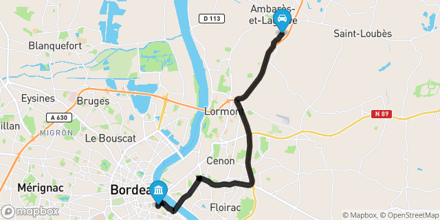 Itinéraire vers Bordeaux