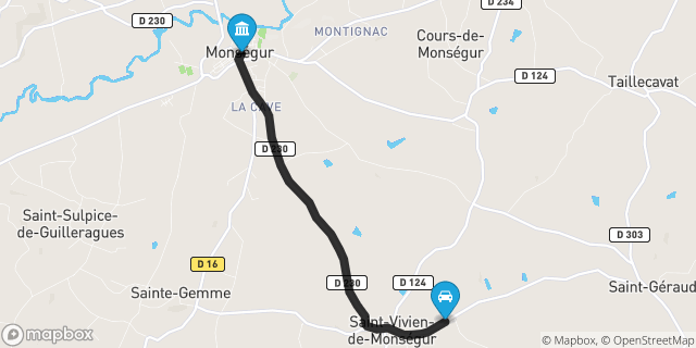 Itinéraire vers Monségur