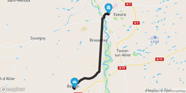 Itinéraire vers Moulins