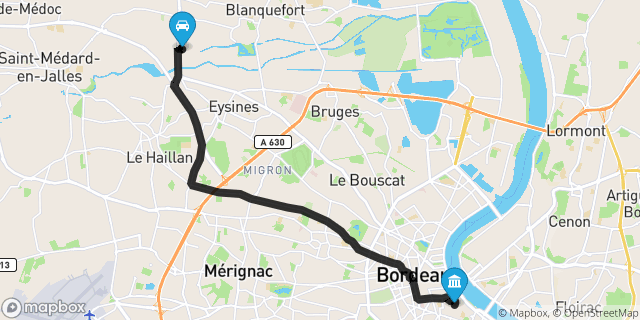 Itinéraire vers Bordeaux