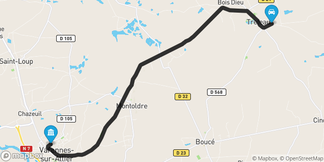 Itinéraire vers Varennes-sur-Allier