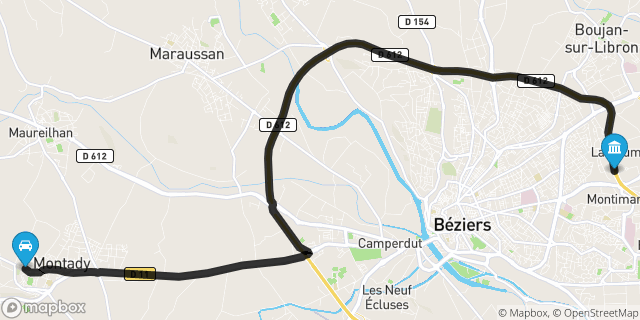 Itinéraire vers Béziers