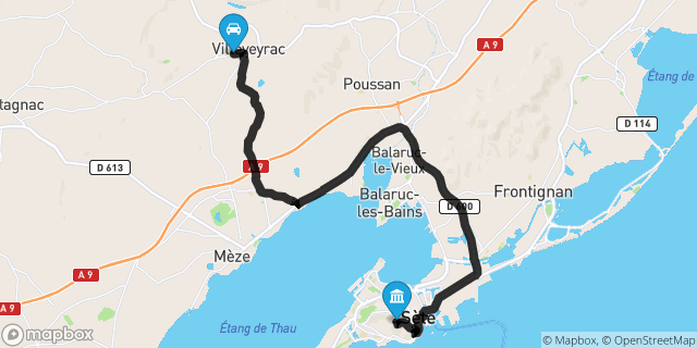 Itinéraire vers Sète