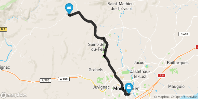 Itinéraire vers Montpellier