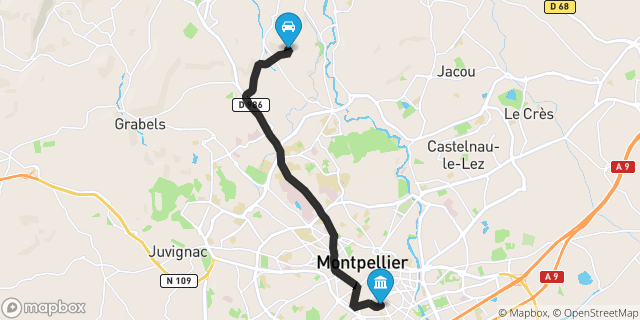 Itinéraire vers Montpellier