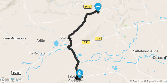 Itinéraire vers Lézignan-Corbières