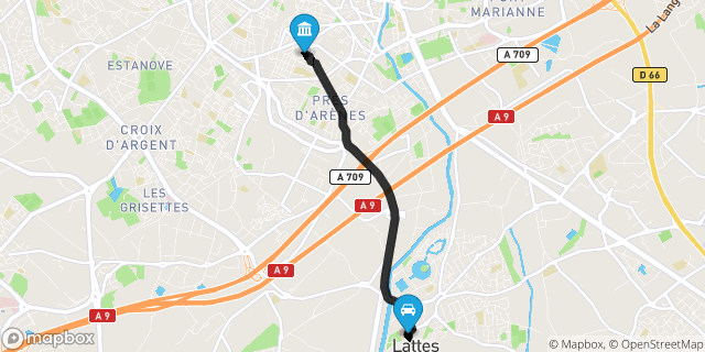 Itinéraire vers Montpellier