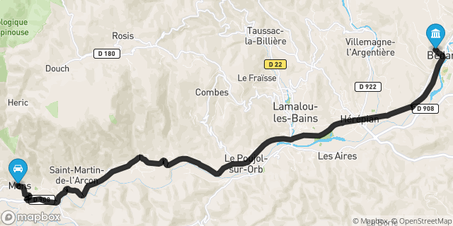 Itinéraire vers Bédarieux