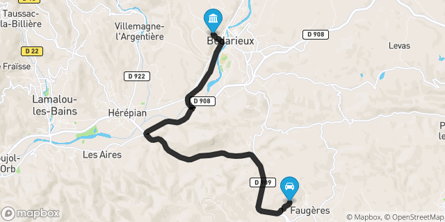 Itinéraire vers Bédarieux