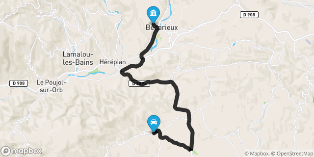 Itinéraire vers Bédarieux