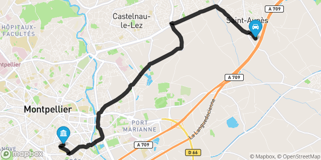 Itinéraire vers Montpellier