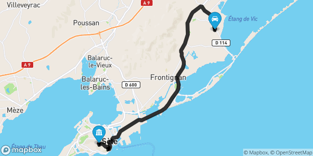Itinéraire vers Sète