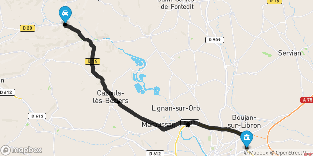 Itinéraire vers Béziers