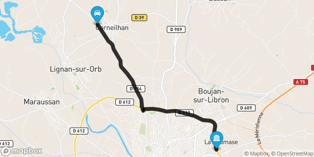 Itinéraire vers Béziers