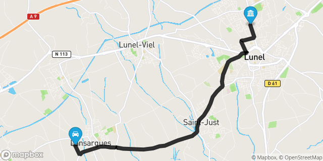 Itinéraire vers Lunel