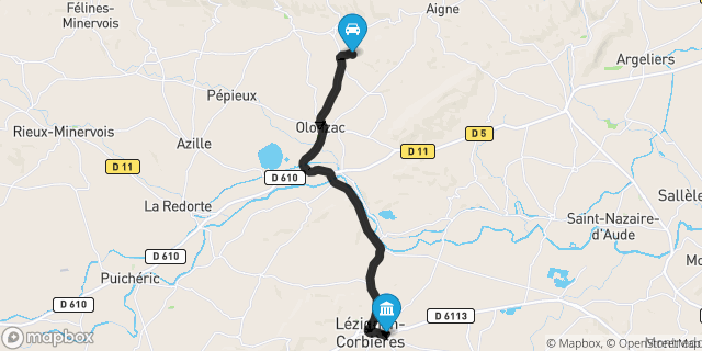 Itinéraire vers Lézignan-Corbières