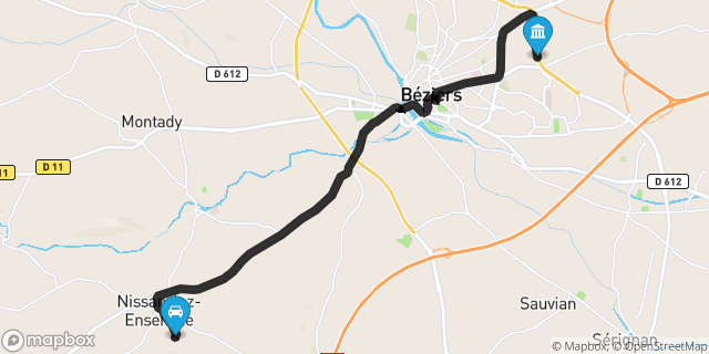 Itinéraire vers Béziers