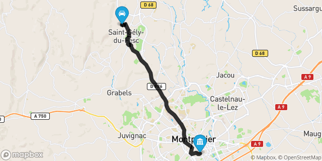 Itinéraire vers Montpellier