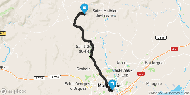 Itinéraire vers Montpellier