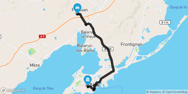 Itinéraire vers Sète