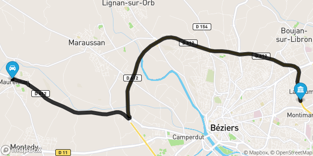 Itinéraire vers Béziers