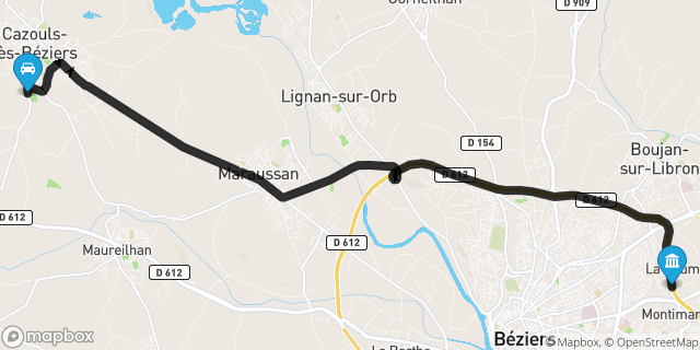 Itinéraire vers Béziers