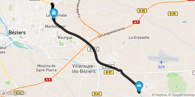 Itinéraire vers Béziers