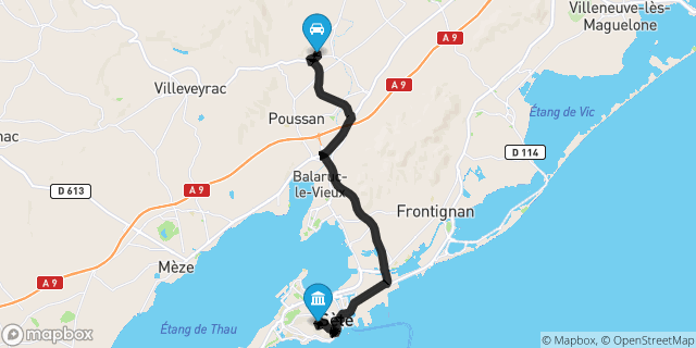 Itinéraire vers Sète