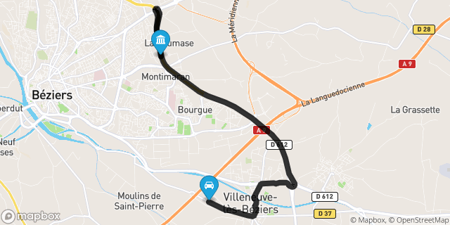 Itinéraire vers Béziers