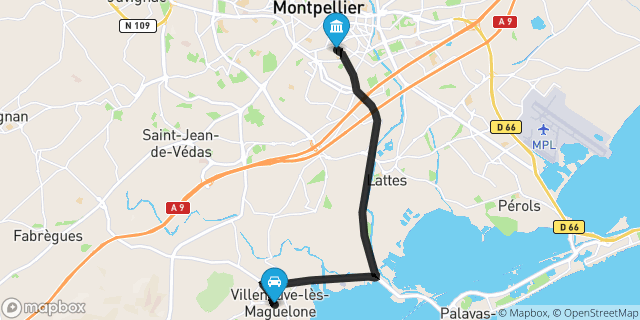 Itinéraire vers Montpellier