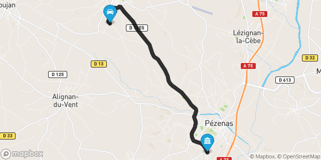 Itinéraire vers Pézenas