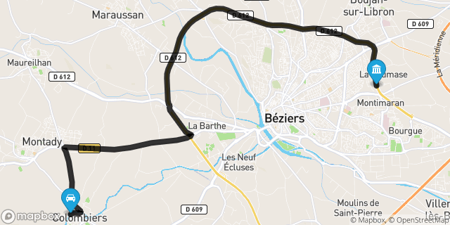 Itinéraire vers Béziers